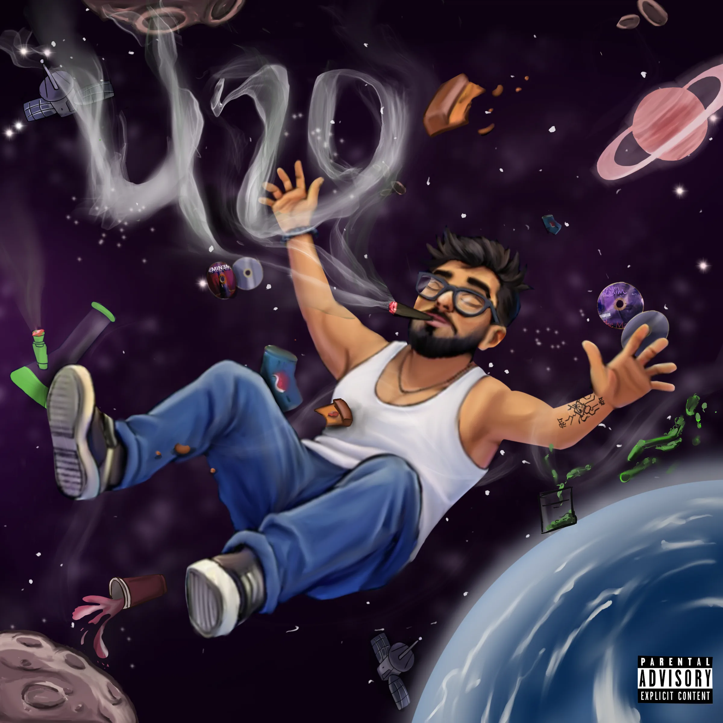 420 – An album cover exploring the feeling of weightlessness, freedom, and drifting through space.